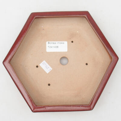 Keramik-Bonsaischale 19,5 x 17 x 3,5 cm, Weinfarbe - 3