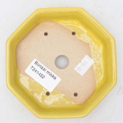 Keramik-Bonsaischale 12,5 x 11,5 x 2 cm, Farbe gelb - 3