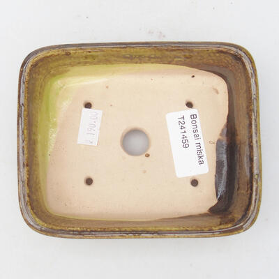 Keramik-Bonsaischale 12 x 10 x 4 cm, Farbe bräunlichgrün - 3
