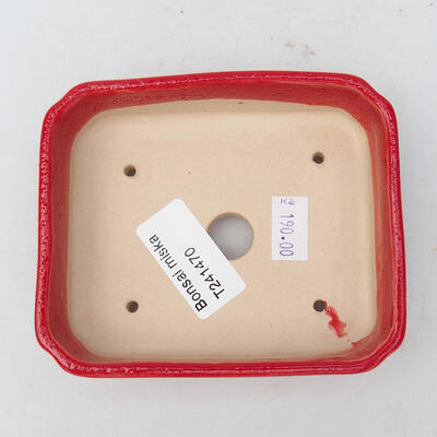 Keramik-Bonsaischale 11 x 9,5 x 3 cm, Farbe Rot - 3
