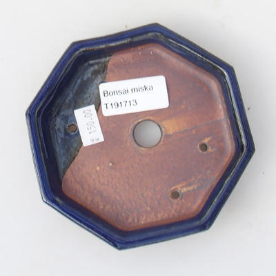 Keramik Bonsaischale 11,5 x 11,5 x 2 cm, Farbe blau - 3