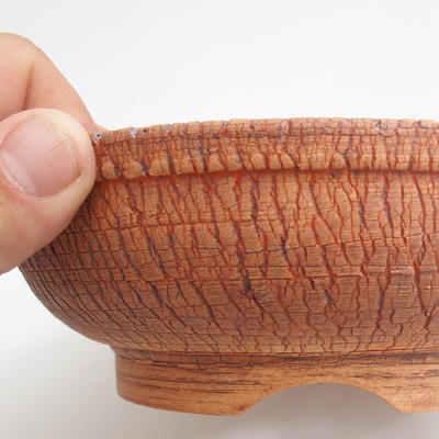 Keramik Bonsai Schüssel 18 x 18 x 5,5 cm, braun-rote Farbe - 3