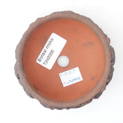 Keramik-Bonsaischale 9 x 9 x 4 cm, Farbe braun - 3