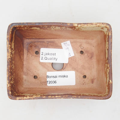 Keramik Bonsai Schüssel 12 x 9 x 4,5 cm, braun-gelbe Farbe - 2. Qualität - 3