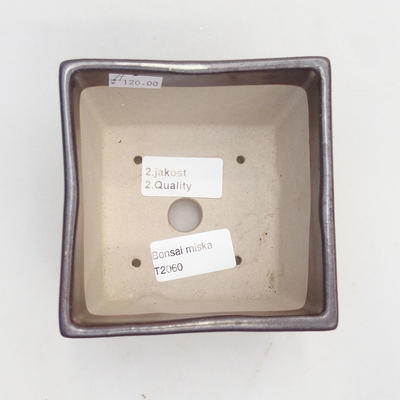 Keramik Bonsai Schüssel 11 x 11 x 6,5 cm, Farbe braun - 2. Qualität - 3