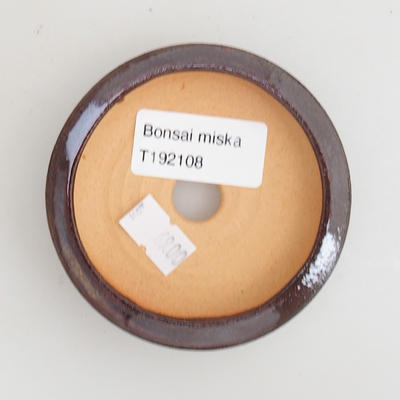 Keramik Bonsai Schüssel 8 x 8 x 2 cm, braune Farbe - 3