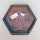 Bonsaischale aus Keramik 16 x 14 x 4 cm, Farbe blau-braun - 3/3