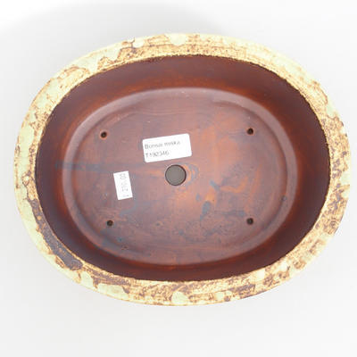 Keramik-Bonsaischale 23,5 x 19,5 x 8 cm, braun-gelbe Farbe - 3