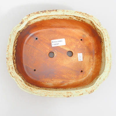 Keramik Bonsai Schüssel 25 x 21 x 7,5 cm, braun-gelbe Farbe - 3