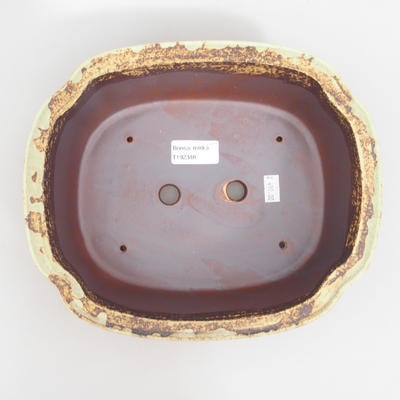 Keramik Bonsai Schüssel 25 x 21 x 7,5 cm, braun-gelbe Farbe - 3