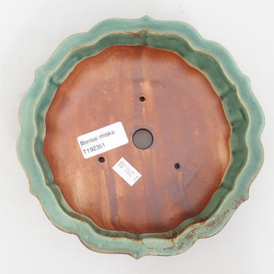 Keramik-Bonsaischale 18,5 x 18,5 x 5 cm, braun-grüne Farbe - 3
