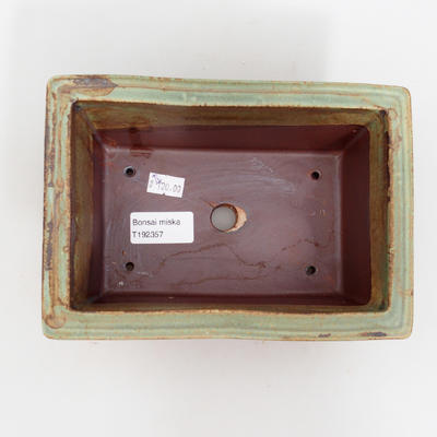 Keramik-Bonsaischale 19 x 14 x 8 cm, braun-grüne Farbe - 2. Wahl - 3