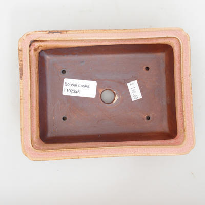 Keramik Bonsai Schüssel 18 x 13,5 x 4,5 cm, braun-rosa Farbe - 3