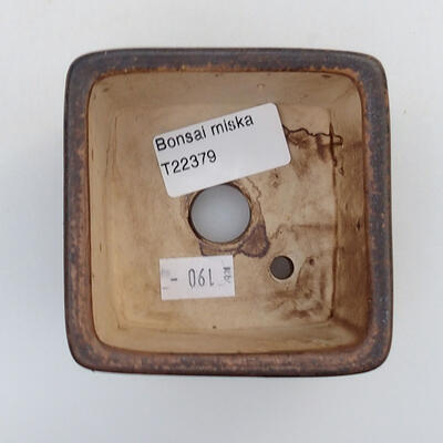 Keramik-Bonsaischale 8 x 8 x 5,5 cm, Farbe braun - 3