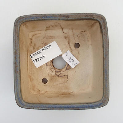 Keramik-Bonsaischale 9,5 x 9,5 x 6,5 cm, Farbe Blau - 3