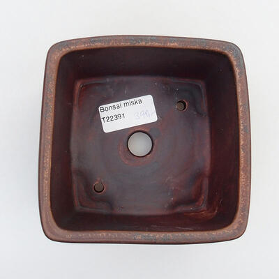 Keramik-Bonsaischale 12 x 12 x 8 cm, Farbe braun - 3