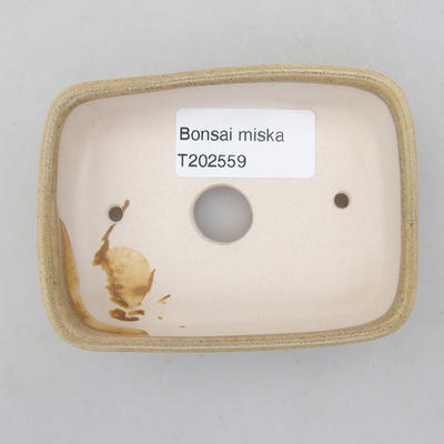Keramische Bonsai-Schale 9 x 7,5 x 2,5 cm, beige Farbe - 3