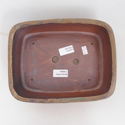 Keramik-Bonsaischale 25 x 19,5 x 7 cm, braun-grüne Farbe - 2. Wahl - 3
