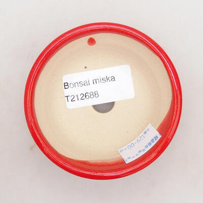 Bonsaischale aus Keramik 7,5 x 7,5 x 3 cm, Farbe rot - 3