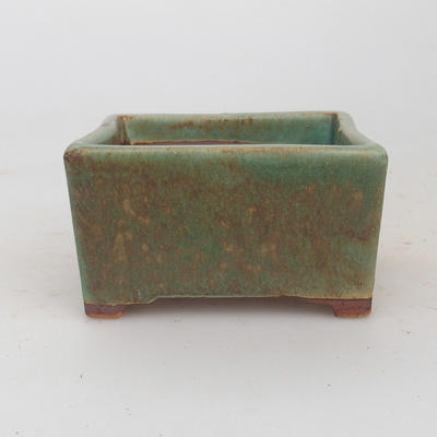 Keramik Bonsaischale 8 x 8 x 4,5 cm, braun-grüne Farbe - 2. Wahl - 3