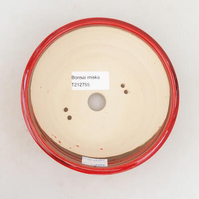 Bonsaischale aus Keramik 14 x 14 x 6 cm, Farbe rot - 3