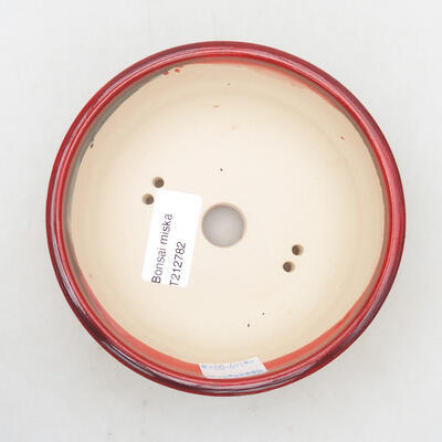 Bonsaischale aus Keramik 13 x 13 x 5 cm, Farbe rot - 3