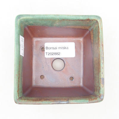 Keramische Bonsai-Schale 9,5 x 9,5 x 5,5 cm, Farbe braun-grün - 3