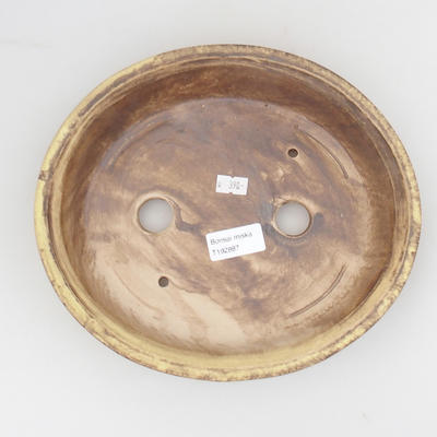 Keramik Bonsai Schüssel 24 x 21 x 5 cm, braun-gelbe Farbe - 3