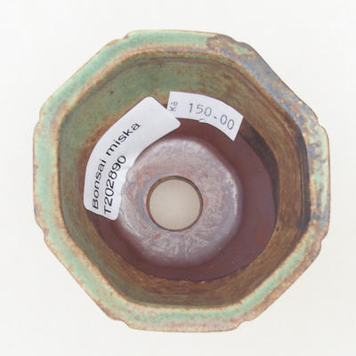 Keramische Bonsai-Schale 7 x 7 x 6 cm, Farbe braun-grün - 3