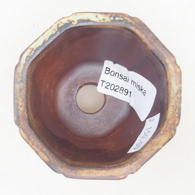 Keramische Bonsai-Schale 7 x 7 x 6 cm, Farbe braun-grün - 3