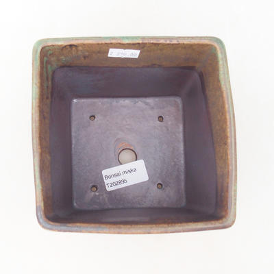 Keramische Bonsai-Schale 13,5 x 13,5 x 13,5 cm, Farbe braun-grün - 3
