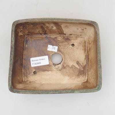 Keramik Bonsaischale 17,5 x 14,5 x 5,5 cm, braun-grüne Farbe - 3