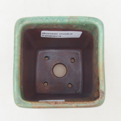 Keramische Bonsai-Schale 8 x 8 x 10,5 cm, Farbe braun-grün - 3