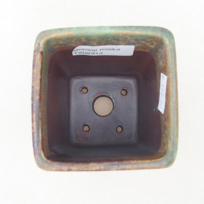 Keramische Bonsai-Schale 8 x 8 x 10,5 cm, Farbe braun-grün - 3