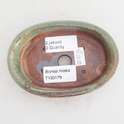 Keramik Bonsaischale 12 x 8,5 x 3 cm, braun-grüne Farbe - 2. Wahl - 3