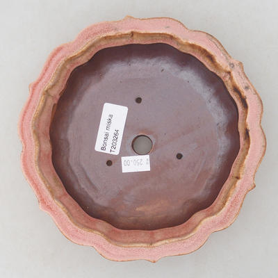 Keramische Bonsai-Schale 18 x 18 x 5 cm, Farbe braun-rosa - 3