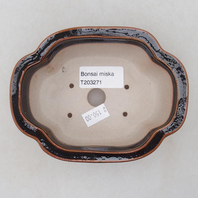 Keramische Bonsai-Schale 13 x 10 x 5 cm, Farbe braun-grün - 3