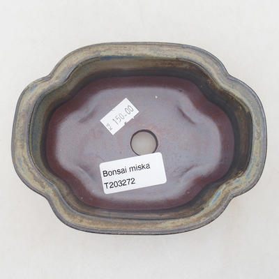 Keramische Bonsai-Schale 13 x 10 x 5 cm, braun-blaue Farbe - 3