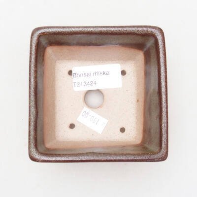 Bonsaischale aus Keramik 9,5 x 9,5 x 5,5 cm, Farbe braun - 3