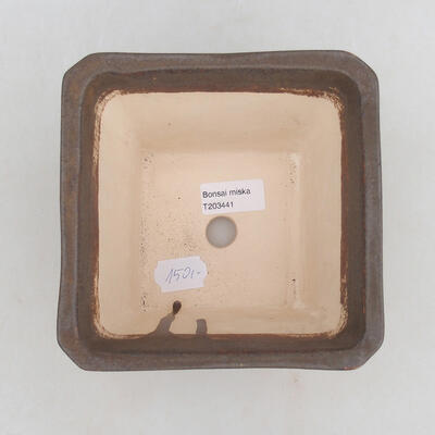 Keramische Bonsai-Schale 14,5 x 14,5 x 11,5 cm, braune Farbe - 3