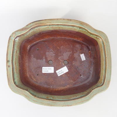 Keramik Bonsaischale 30 x 25 x 5,9 cm, braun-grüne Farbe - 2. Wahl - 3