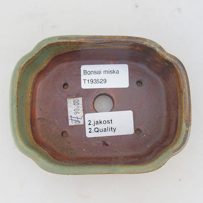 Keramik-Bonsaischale 12,5 x 9,5 x 4,5 cm, braun-grüne Farbe - 2. Wahl - 3