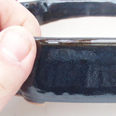 Keramik-Bonsaischale 15,5 x 11,5 x 4,5 cm, schwarzblaue Farbe - 3