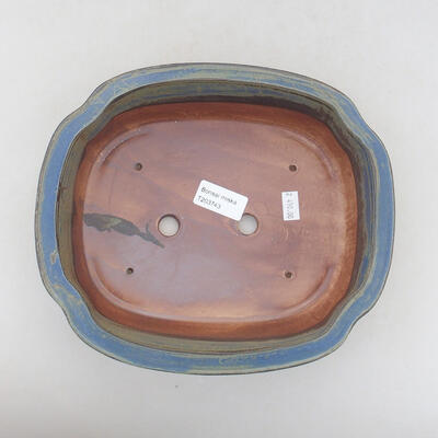 Keramische Bonsai-Schale 23 x 20 x 7 cm, Farbe blau-braun - 3