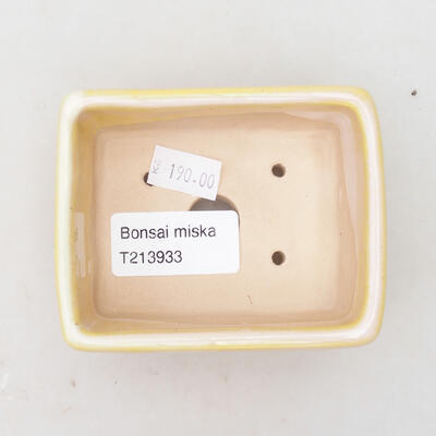 Bonsaischale aus Keramik 9 x 7 x 4 cm, Farbe gelb-weiß - 3