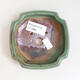 Bonsaischale aus Keramik 10,5 x 10,5 x 4 cm, Farbe grün-braun - 3/3