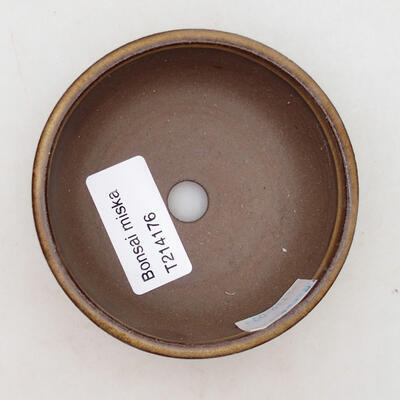 Bonsaischale aus Keramik 8,5 x 8,5 x 3,5 cm, Farbe braun - 3