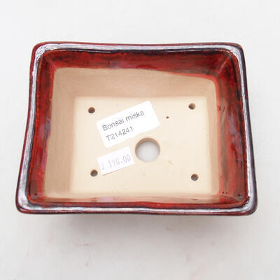 Bonsaischale aus Keramik 12 x 9,5 x 6 cm, Farbe rot - 3