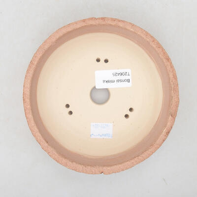 Keramik Bonsai Schüssel 13,5 x 13,5 x 6 cm, Farbe gelb rissig - 3