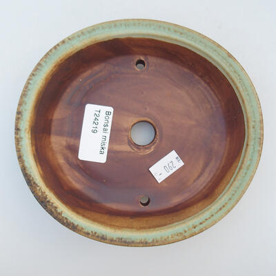 Keramik-Bonsaischale 15 x 14 x 4 cm, Farbe grün-braun - 3